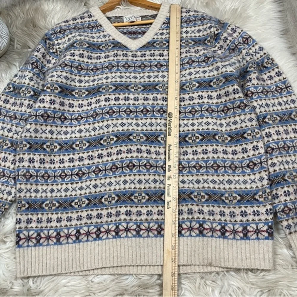 J. Crew Brushed Wool Fair‎ Isle V-Neck Sweater